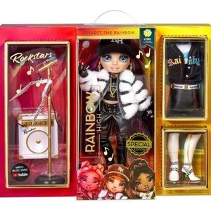 Rainbow High Rockstar Fashion Doll, 2 Complete Outfits & Rockband Essentials